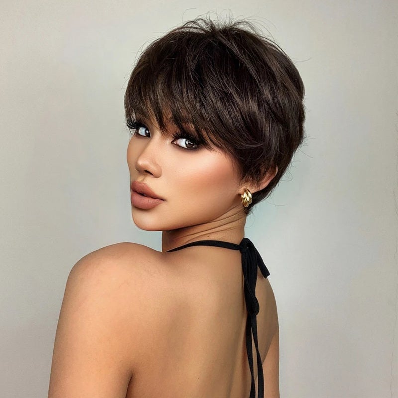 Women's Wig 1 Pc Ss193 Premium High-Temperature Synthetic Material - Natural-Looking Fluffy Texture Short Layered Pixie Cut Wig for Summer Daily Wear Youthful Style Seekers - Image 4