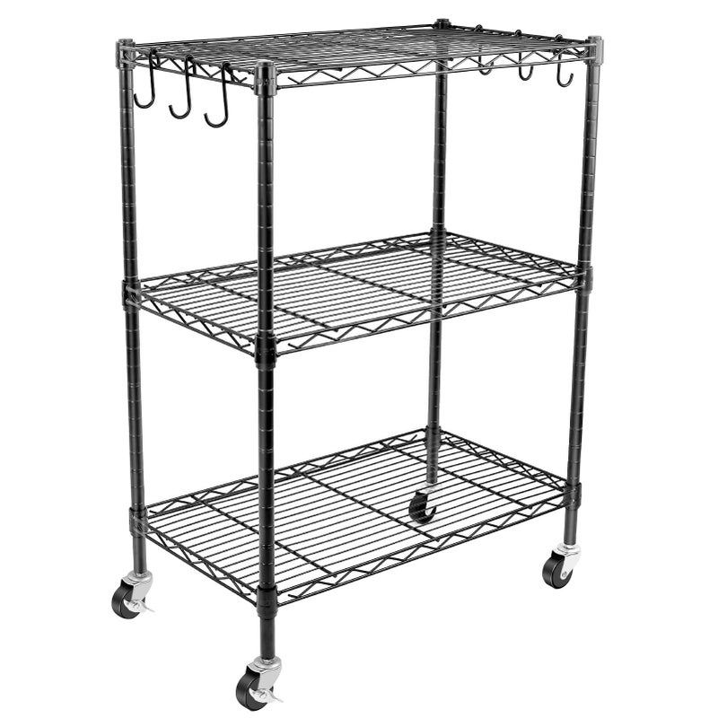 WDT WDT 3Tier Storage Shelves Heavy Duty Metal Shelves Wire Rack Shelving Unit Adjustable Shelf with Wheels for Home Office Garage Kitchen Bathroom234 Wx136 Dx325 H 