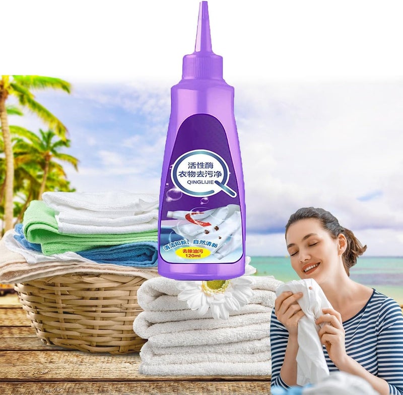 klarako Laundry Stain Quik Sure，Active Enzyme Laundry Stain Remover,Stain Remover For Clothes,2024 New Fast Laundry Stain Remover (purple 1pcs) - Image 1