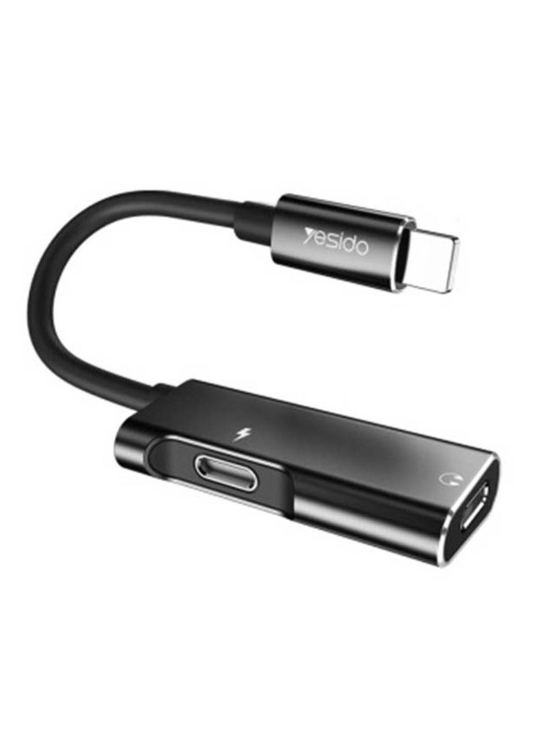Yesido - Audio Cable Adapter (YAU12) - Lightning to 2x Lightning - Black - Image 1