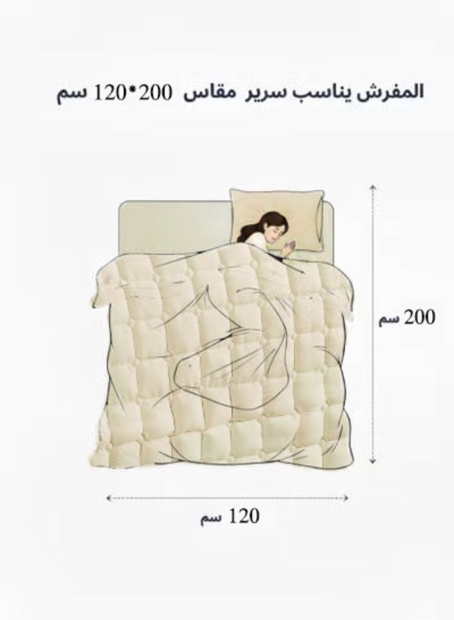 Moon Plain Quilted Compressed Bedspread Set with Elegant Square Design – 4 Pieces – Comforter 170×220 cm – Deep Fitted Sheet 120×200+35 cm with Pillowcase & Decorative Cushion Cover - Image 5