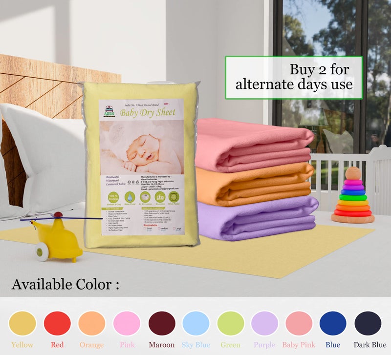 AJISH Baby Bed Protector Reusable, 100% Waterproof High Absorbent Faster Dry Sheet, Soft Cotton Fabric, Best for New Born Babies & Toddler Children, 140X200CM, Yellow, Extra Large - Pack of 1 - Image 4