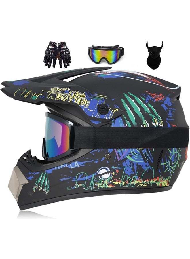 Kuqibao 4-Piece Full Face Racing Motorcycle Helmet Kit Protective Gear Motorcycle Helmets Street Bike Racing Moto Helmet Cartoon Car Helmet Electric Car Helmet Suitable For Young Boys And Girls ﻿ - Image 2