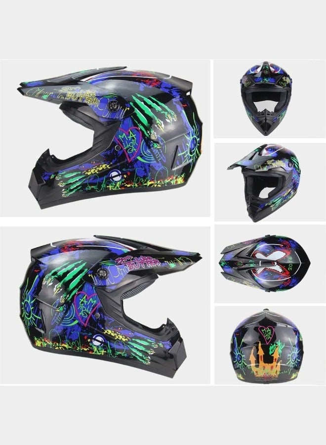 Kuqibao 4-Piece Full Face Racing Motorcycle Helmet Kit Protective Gear Motorcycle Helmets Street Bike Racing Moto Helmet Cartoon Car Helmet Electric Car Helmet Suitable For Young Boys And Girls ﻿ - Image 3
