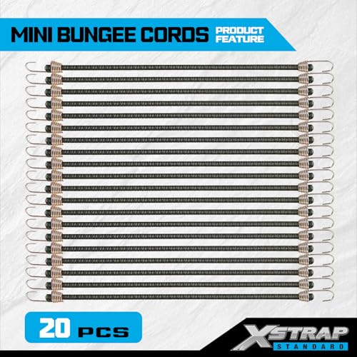 XSTRAP STANDARD 20 Pack Mini Bungee Cords with Hooks, 10 Inch Rubber Stretchy Bungee Cords for Camping, Tools, Tarp Covers, Canvas Canopies, and Cargo (Camouflage), Hang Christmas Ornaments - Image 3