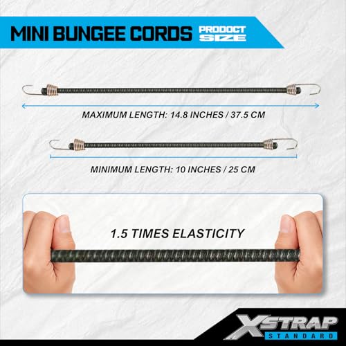 XSTRAP STANDARD 20 Pack Mini Bungee Cords with Hooks, 10 Inch Rubber Stretchy Bungee Cords for Camping, Tools, Tarp Covers, Canvas Canopies, and Cargo (Camouflage), Hang Christmas Ornaments - Image 2