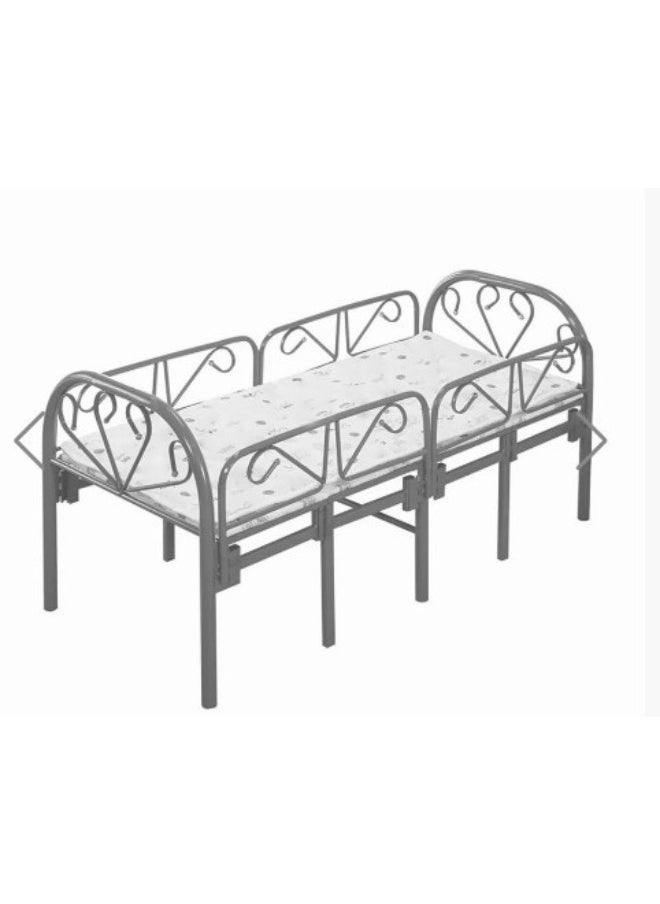 SMART HOME - Single children's bed with foldable and adjustable protection barriers, heavy duty, with a metal steel bed frame and setting without tools, size 70 * 150 cm - Image 1