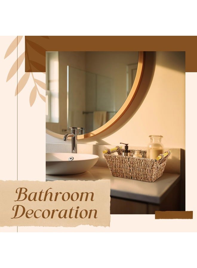 Marsui 12 Pcs Small Wicker Baskets for Gifts Empty Hand Woven Seagrass Rattan Towel Baskets for Bathroom Bin Organizer Shelf Pantry Baskets for Gifts Storage Towel Kitchen Toilet Living Room (Brown) - Image 4