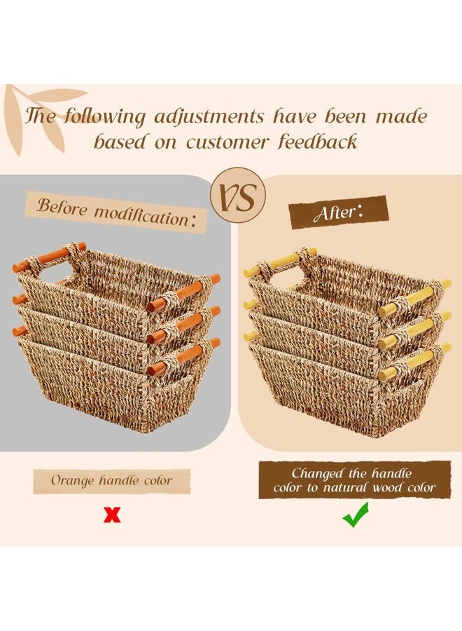 Marsui 12 Pcs Small Wicker Baskets for Gifts Empty Hand Woven Seagrass Rattan Towel Baskets for Bathroom Bin Organizer Shelf Pantry Baskets for Gifts Storage Towel Kitchen Toilet Living Room (Brown) - Image 2