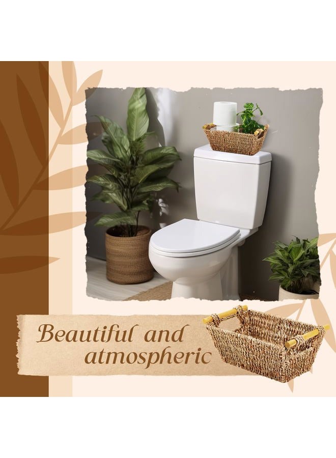 Marsui 12 Pcs Small Wicker Baskets for Gifts Empty Hand Woven Seagrass Rattan Towel Baskets for Bathroom Bin Organizer Shelf Pantry Baskets for Gifts Storage Towel Kitchen Toilet Living Room (Brown) - Image 5