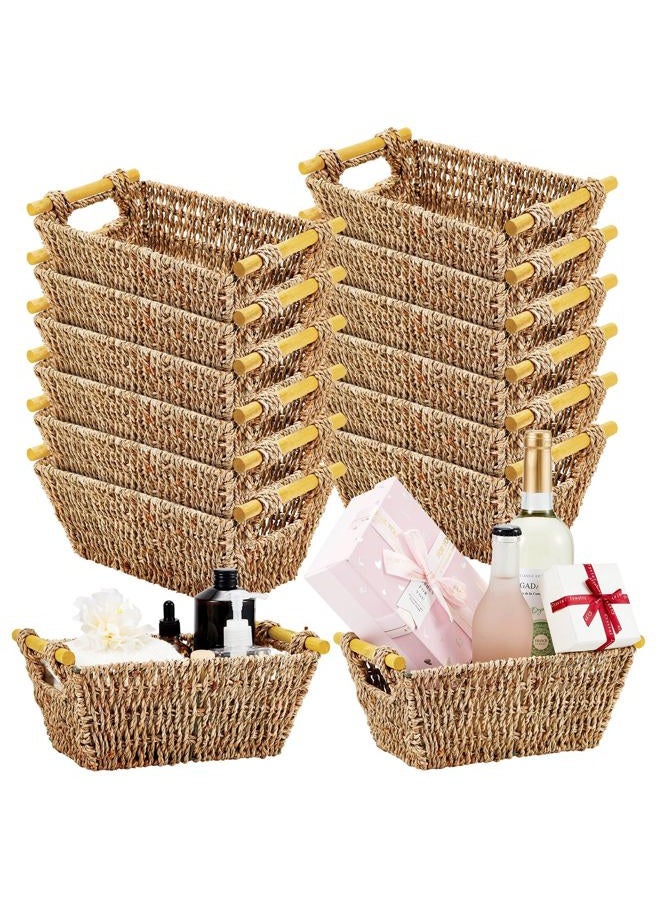 Marsui 12 Pcs Small Wicker Baskets for Gifts Empty Hand Woven Seagrass Rattan Towel Baskets for Bathroom Bin Organizer Shelf Pantry Baskets for Gifts Storage Towel Kitchen Toilet Living Room (Brown) - Image 1