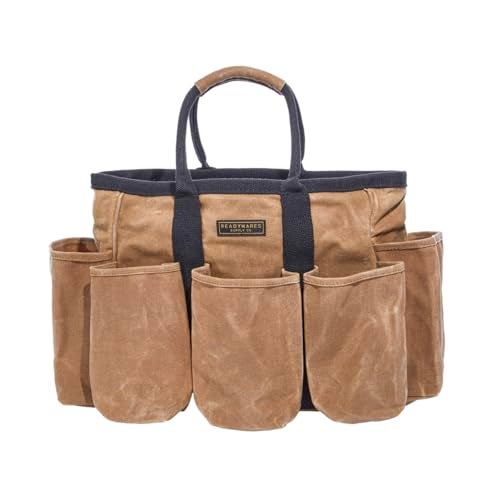 Readywares 14" Waxed Canvas Supply Bag/Garden Tool Tote/Cleaning Organizer/Mobile Bar/Versatile Storage Tote With Pockets/Utility Bag with Heavy Duty Handles - Image 1