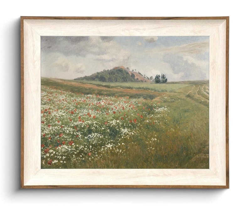 KISSFOX Framed Wall Art Vintage Wall Decor Wildflowers Canvas Art Landscape Pictures Floral Paintings Spring Scenery Artwork Impressionist Prints For Living Room Bedroom Kitchen - Image 2