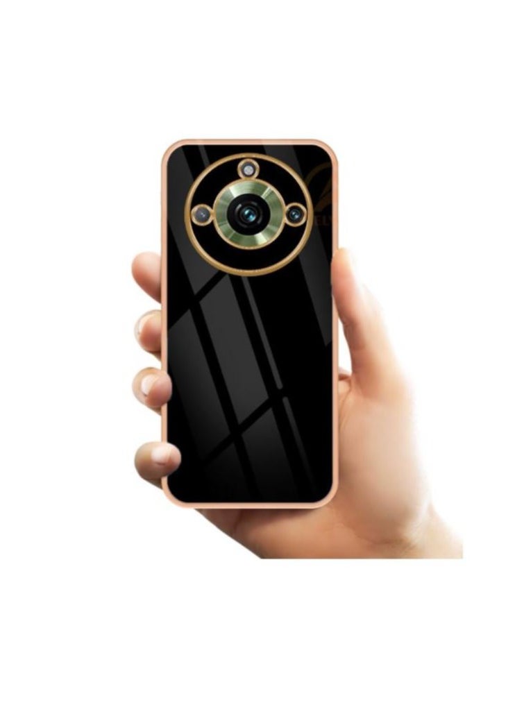 For Realme 11 Pro/11 Pro Plus Silicone Back Case, 6D Chrome Shiny TPU with Gold Frames and Flexible Compatible with Realme 11 Pro/11 Pro Plus (6.7’’) (Black)