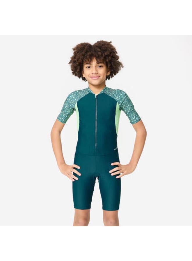 NABAIJI Boys’ suit - short sleeve shorty 100 - duck blue / green  - Image 1