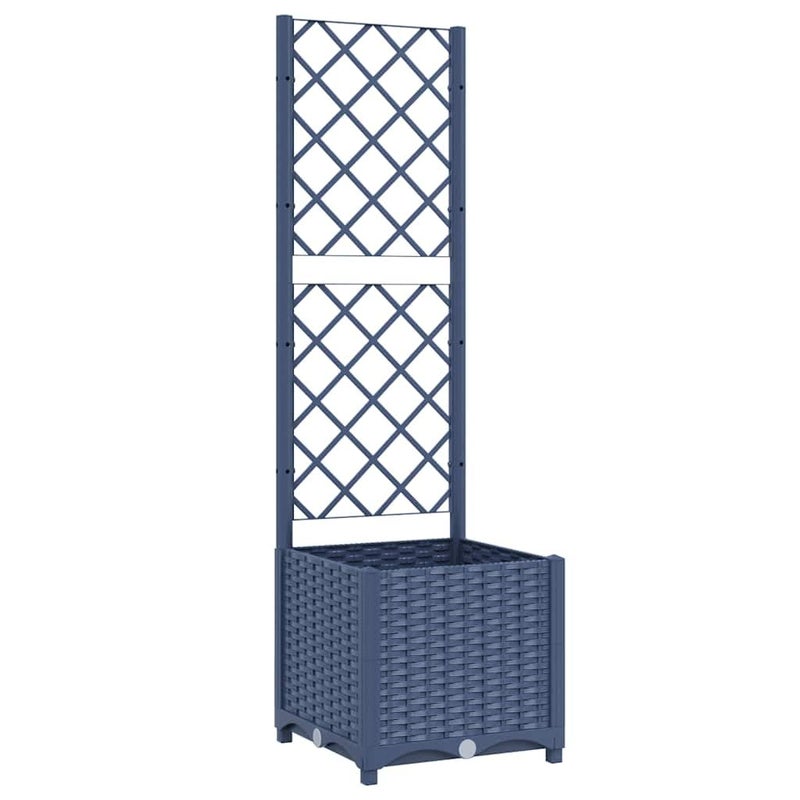 vidaXL vidaXL Garden Planter with Trellis Blue Grey 157x157x535 PP Modern Planter for Your Garden and Terrace Durable Outdoor Pot Perfect Patio Decor - Image 2