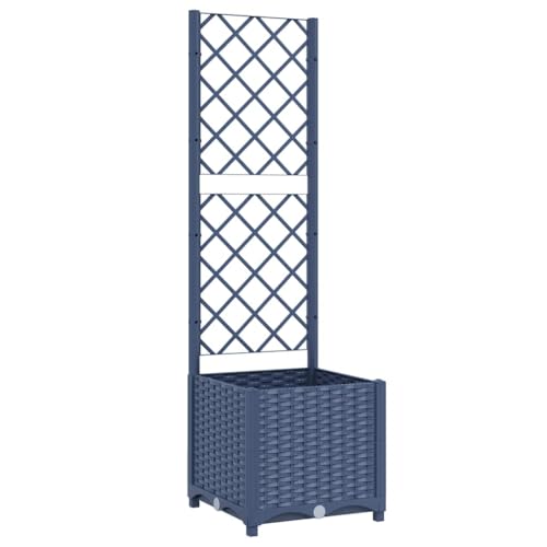 vidaXL vidaXL Garden Planter with Trellis Blue Grey 157x157x535 PP Modern Planter for Your Garden and Terrace Durable Outdoor Pot Perfect Patio Decor - Image 1