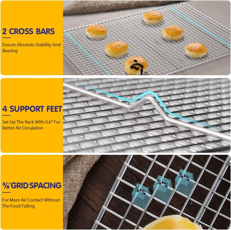 Hiware 2-Pack Cooling Racks for Baking - 8.5" x 12" - Quarter Size - Stainless Steel Wire Cookie Rack Fits Quarter Sheet Pan, Oven Safe for Cooking, Roasting, Grilling - Image 3