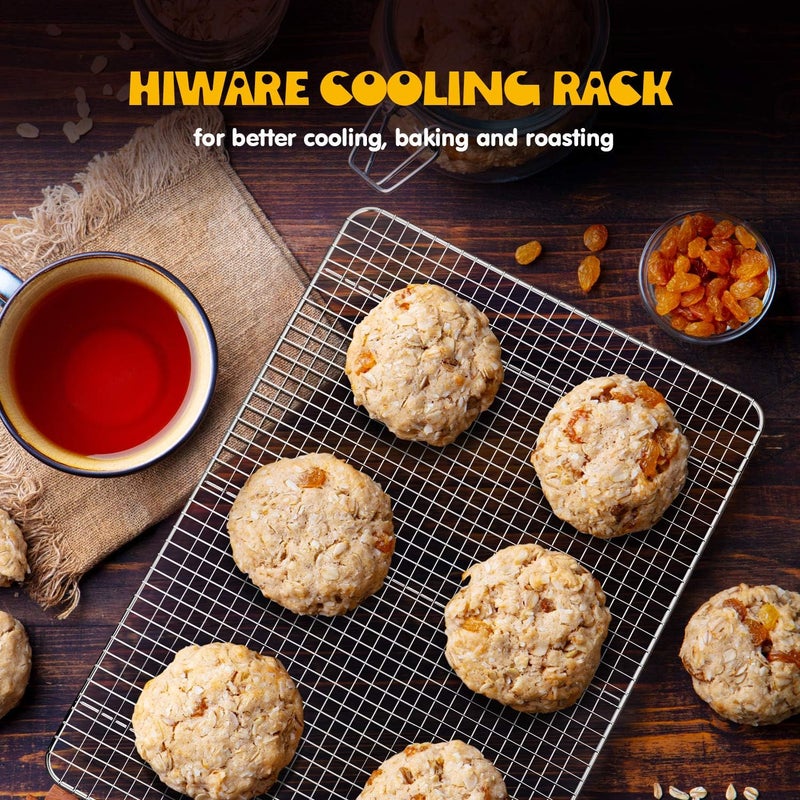 Hiware 2-Pack Cooling Racks for Baking - 8.5" x 12" - Quarter Size - Stainless Steel Wire Cookie Rack Fits Quarter Sheet Pan, Oven Safe for Cooking, Roasting, Grilling - Image 4