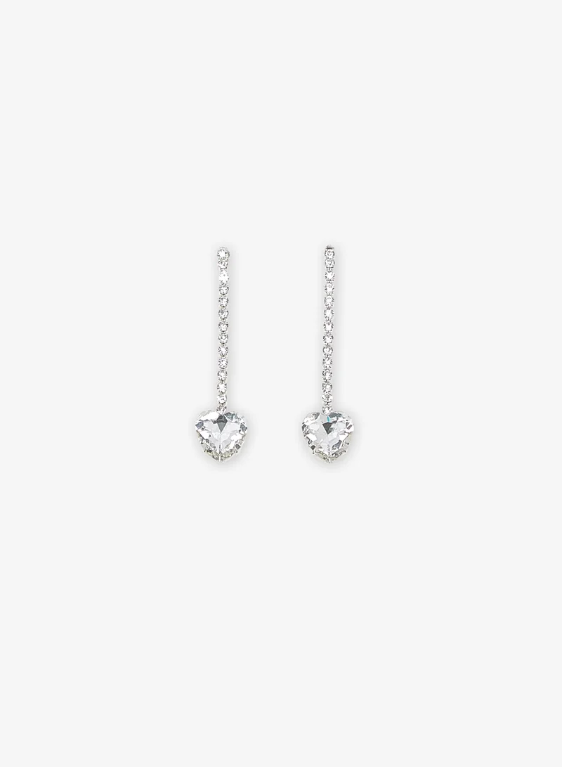 Ella Limited Edition Silver Heart Shaped Diamonte Jewelry Set Necklace Earrings Bracelet for Women | Best Price UAE