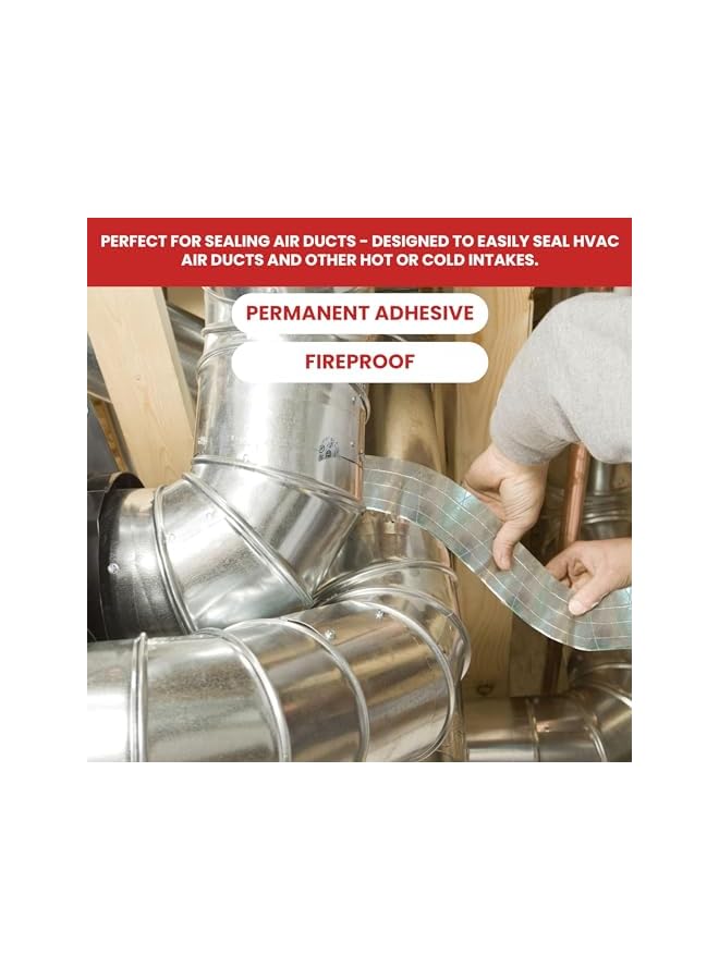 PROMASS Glass Aluminum Foil Tape, Glass Fiber Cloth Aluminum Tape Silver, Reinforced Self-Adhesive Heat Reflective Tape, Heat Jacketing Insulation Resistant High Temperature HVAC Tape (2.36inch x 82ft)  - Image 5