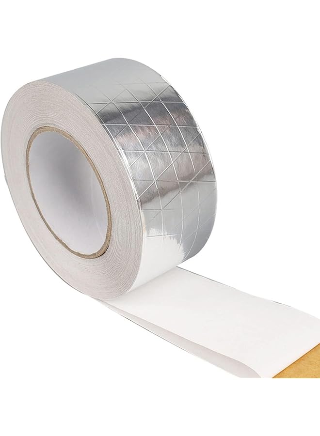 PROMASS Glass Aluminum Foil Tape, Glass Fiber Cloth Aluminum Tape Silver, Reinforced Self-Adhesive Heat Reflective Tape, Heat Jacketing Insulation Resistant High Temperature HVAC Tape (2.36inch x 82ft)  - Image 1