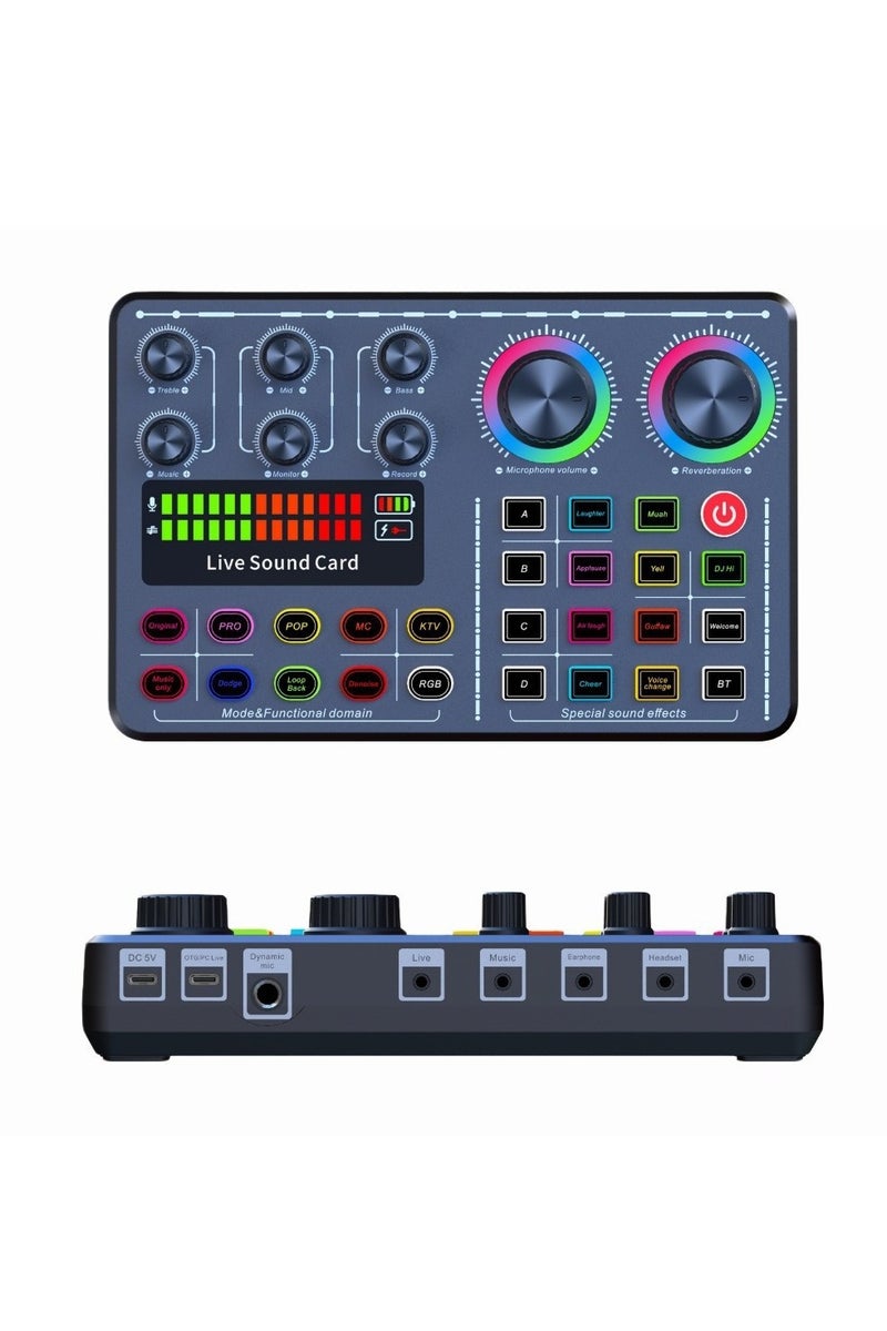 Podcast Audio Mixer with RGB Colorful Buttons, All-in-One Podcast DJ Device Live Broadcast Sound Card for PC Karaoke Singing Gaming Tik Tok  - Image 5