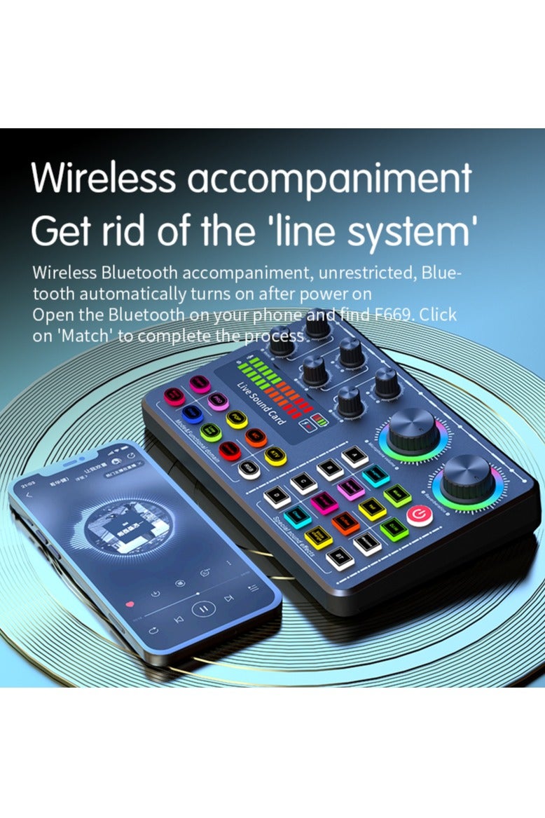Podcast Audio Mixer with RGB Colorful Buttons, All-in-One Podcast DJ Device Live Broadcast Sound Card for PC Karaoke Singing Gaming Tik Tok  - Image 4