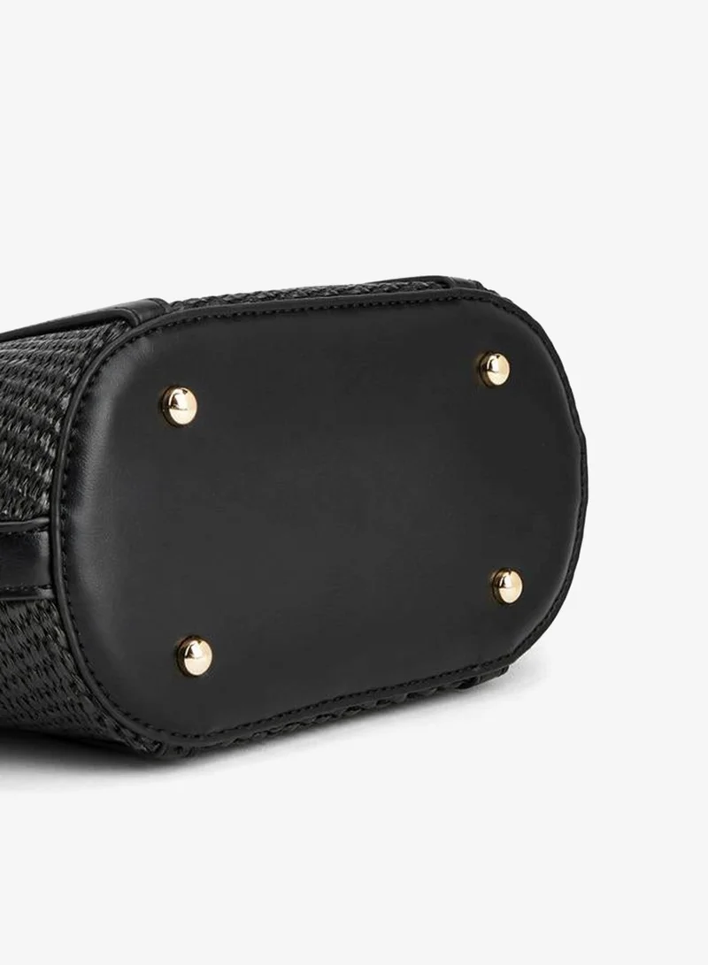 Peppermint BLACK Textured Tote Bag With Double Handle for Women | Best Price UAE