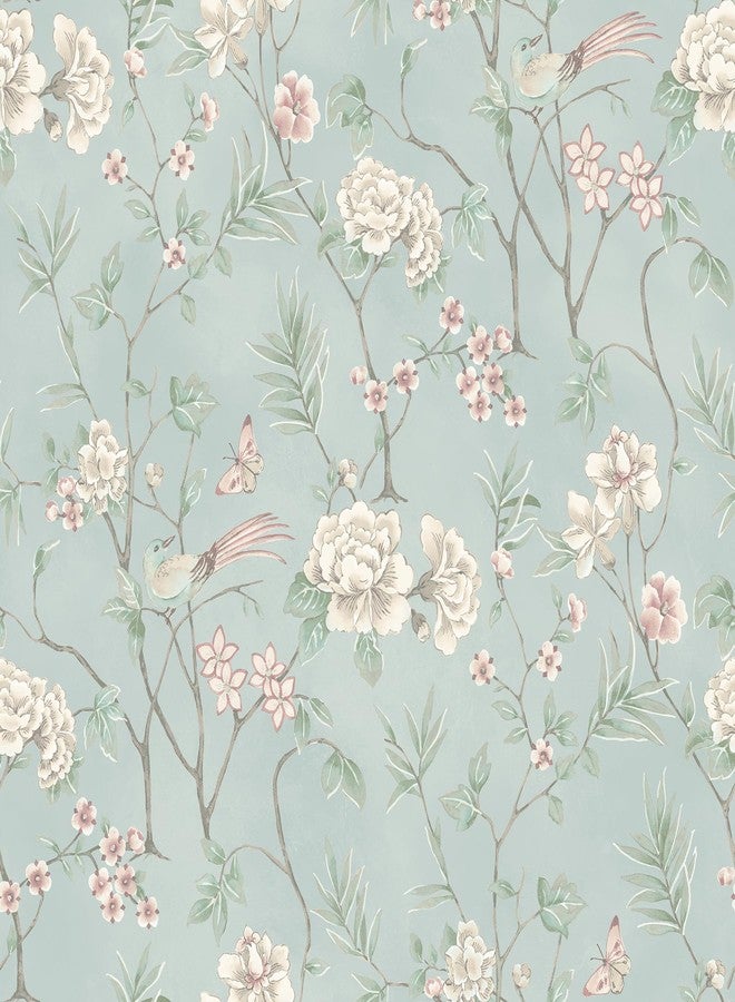 NuWallpaper Chinoiserie Garden Robins Egg Peel and Stick Wallpaper, NUS6364 - Image 1