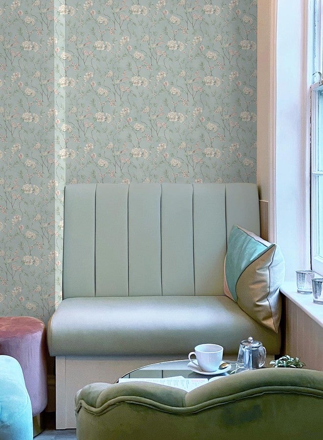 NuWallpaper Chinoiserie Garden Robins Egg Peel and Stick Wallpaper, NUS6364 - Image 2