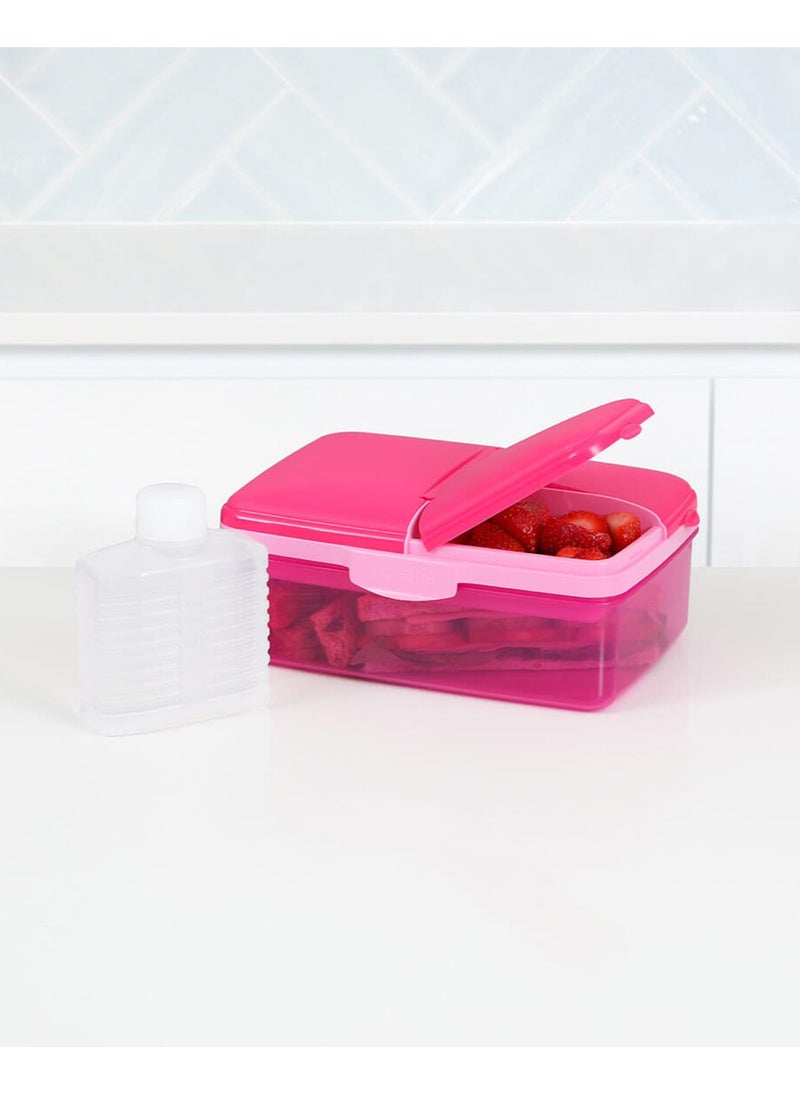 Sistema Slimline Quaddie Lunch Box 1.5L Pink – BPA Free Lunch Container with Multi Compartments, Leak-Resistant Food Storage Box for School, Office, Meal Prep, Travel & Everyday Lunches - Image 4