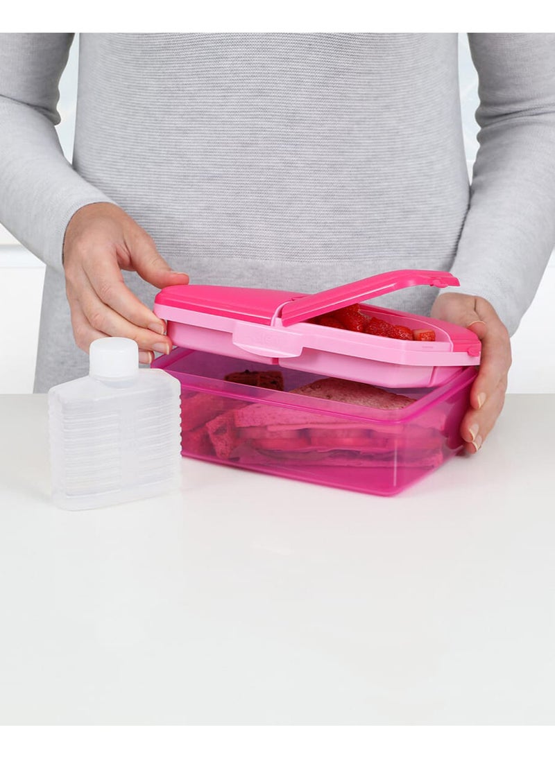 Sistema Slimline Quaddie Lunch Box 1.5L Pink – BPA Free Lunch Container with Multi Compartments, Leak-Resistant Food Storage Box for School, Office, Meal Prep, Travel & Everyday Lunches - Image 3
