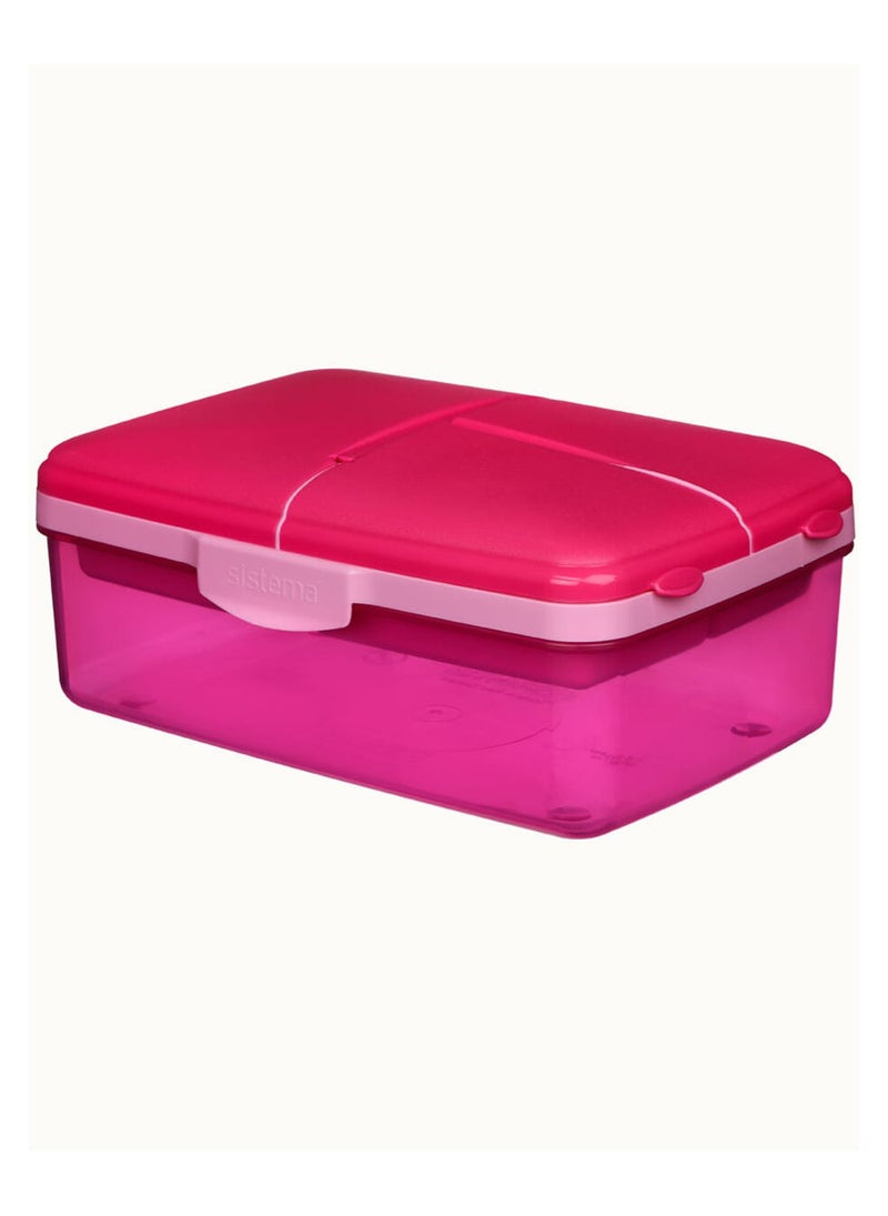 Sistema Slimline Quaddie Lunch Box 1.5L Pink – BPA Free Lunch Container with Multi Compartments, Leak-Resistant Food Storage Box for School, Office, Meal Prep, Travel & Everyday Lunches - Image 2