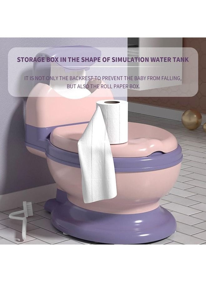 Arabest - Potty Training Toilet with PU Pad, Realistic Potty Training Seat, Toddler Potty Chair, Removable Potty Pot, Toilet Tissue Dispenser and Splash Guard, Non-Slip for Toddler& Baby& Kids(Pink) - Image 1