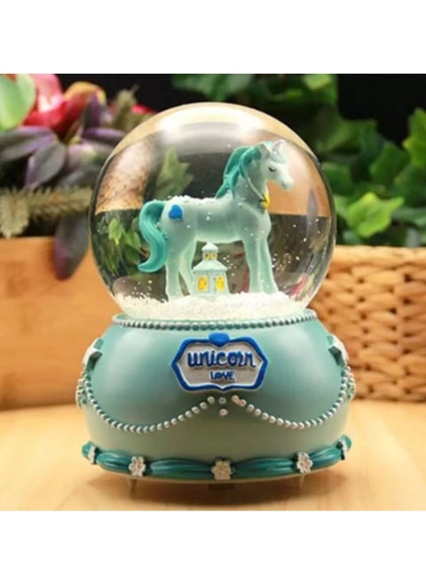 Large crystal unicorn snow globe with lights and snow engine