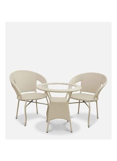 ANAND INDIA GROUPS D12 Designer 2 Chair 1 Table Set for GardenBalconyTerraceCoffeePoolside Patio Wicker Seating Chair and Table Set Outdoor Furniture D12 21White