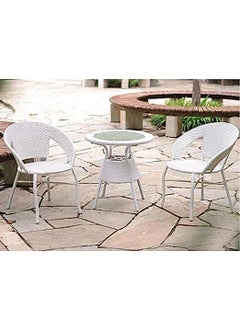 ANAND INDIA GROUPS ANAND INDIA GROUPS D12 Designer 2 Chair 1 Table Set for GardenBalconyTerraceCoffeePoolside Patio Wicker Seating Chair and Table Set Outdoor Furniture D12 21White  - Image 3