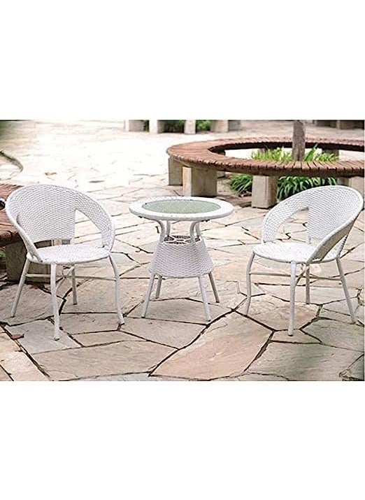 ANAND INDIA GROUPS ANAND INDIA GROUPS D12 Designer 2 Chair 1 Table Set for GardenBalconyTerraceCoffeePoolside Patio Wicker Seating Chair and Table Set Outdoor Furniture D12 21White  - Image 3