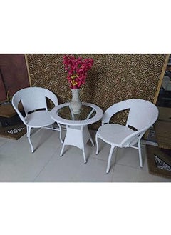ANAND INDIA GROUPS ANAND INDIA GROUPS D12 Designer 2 Chair 1 Table Set for GardenBalconyTerraceCoffeePoolside Patio Wicker Seating Chair and Table Set Outdoor Furniture D12 21White  - Image 2