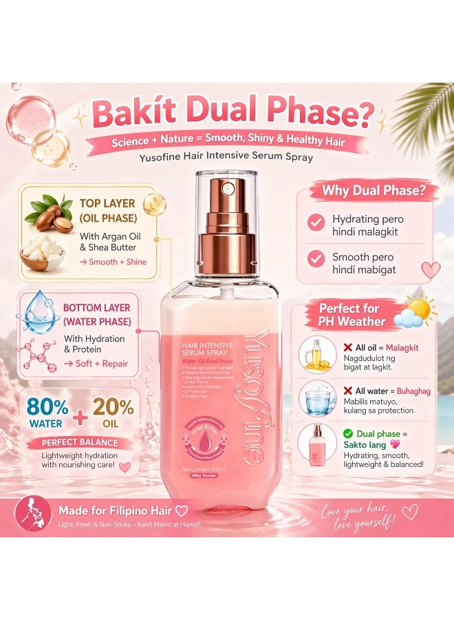 Yusofine Hair Care Dual Phase Serum Spray for Women and Men, Lightweight Moisturizing Formula with Nourishing Oils and Protein, Helps Smooth, Protect and Revive Dull Hair 100ml - Image 1