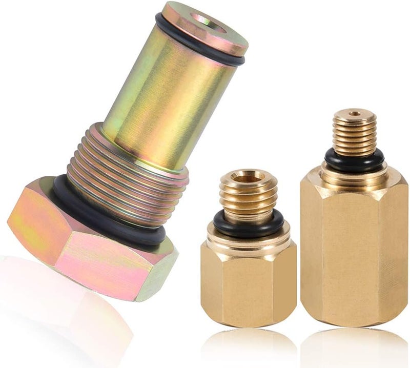 QISF 6.0 High Pressure Oil Pump IPR Valve Air Test Fitting Tool + Oil Rail Adapters Leak Test Kit for 6.0L Powerstroke Diesel Engine (3Pcs/Set) - Image 1
