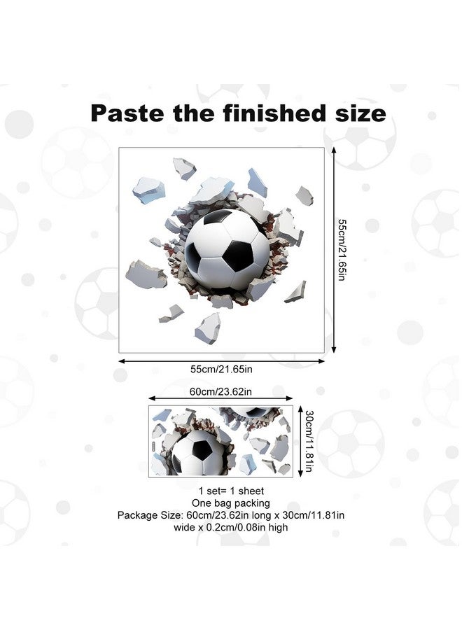 PEUTIER 3D Soccer Wall Sticker, 21.65x21.26in Waterproof Soccer Decals for Kids Room, PVC Self-Adhesive Soccer Wallpaper Sport Wall Art Decor for Kids Bedroom Home Party Birthday Decoration - Image 2