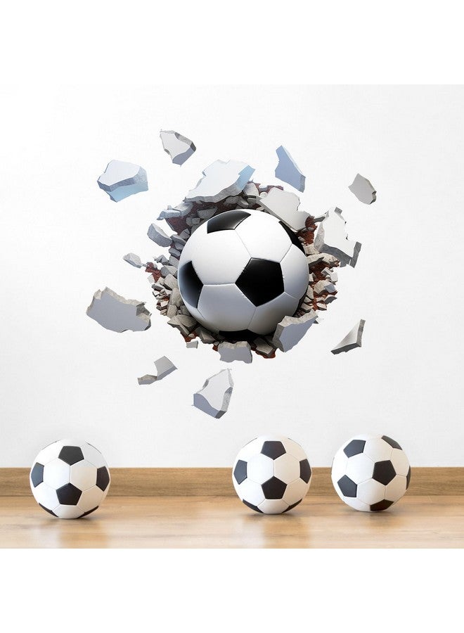 PEUTIER 3D Soccer Wall Sticker, 21.65x21.26in Waterproof Soccer Decals for Kids Room, PVC Self-Adhesive Soccer Wallpaper Sport Wall Art Decor for Kids Bedroom Home Party Birthday Decoration - Image 1
