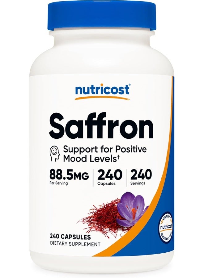 Nutricost Saffron Extract 88.5mg, 240 Capsules - Veggie Caps, Non-GMO, Gluten Free - Image 1
