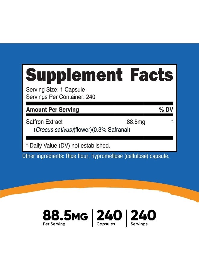 Nutricost Saffron Extract 88.5mg, 240 Capsules - Veggie Caps, Non-GMO, Gluten Free - Image 2