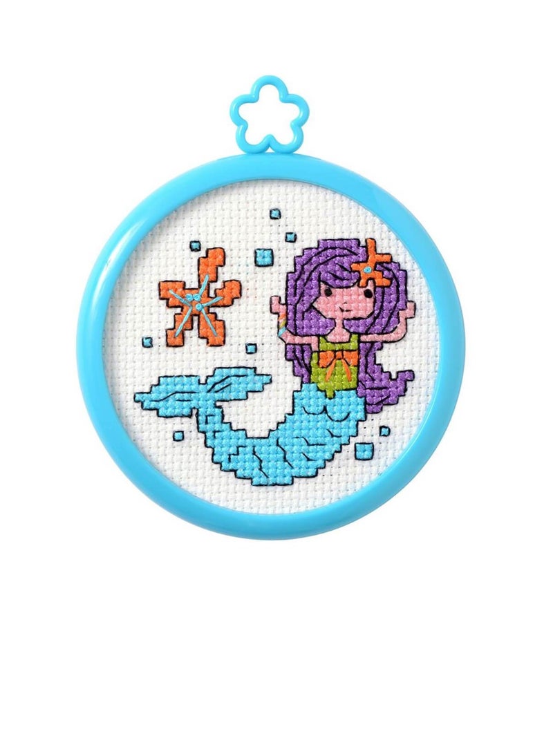 Craft 1st Stitch Mini Counted Cross Stitch Kit 3 inch Round Mermaid - Image 3
