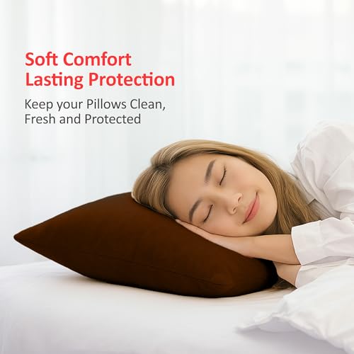 Mattress Protector Ultra Soft Terry Waterproof Pillow Protector - Zippered Closure | Protects Against Dust Mites, Bed Bugs, Oil & Water Spills, Standard Size ( 18x28 Inch - Coffee ) - Pack of 2 - Image 5