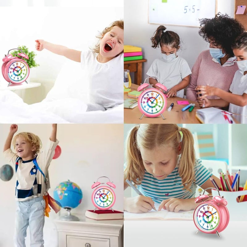 Peakeep Loud Analog Alarm Clock for Kids Learning Telling Time Teaching, 4.5" Twin Bell Alarm Clock Battery Operated for Heavy Sleepers Adults Teenagers Kids - Image 4