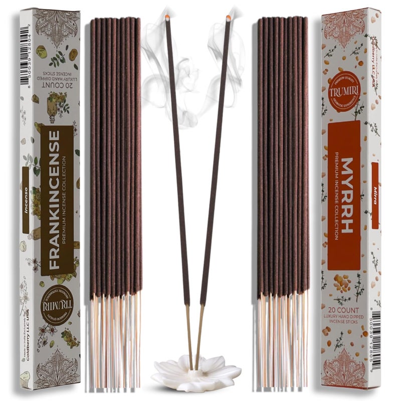 TRUMIRI Trumiri Incense Sticks  Combo Pack of 40 InsenceSticks  20 Frankincense and 20 Myrrh  Insense  Insents  Incents  Inscense  Incence  Incienso  All Natural Non Toxic Incense Sticks 